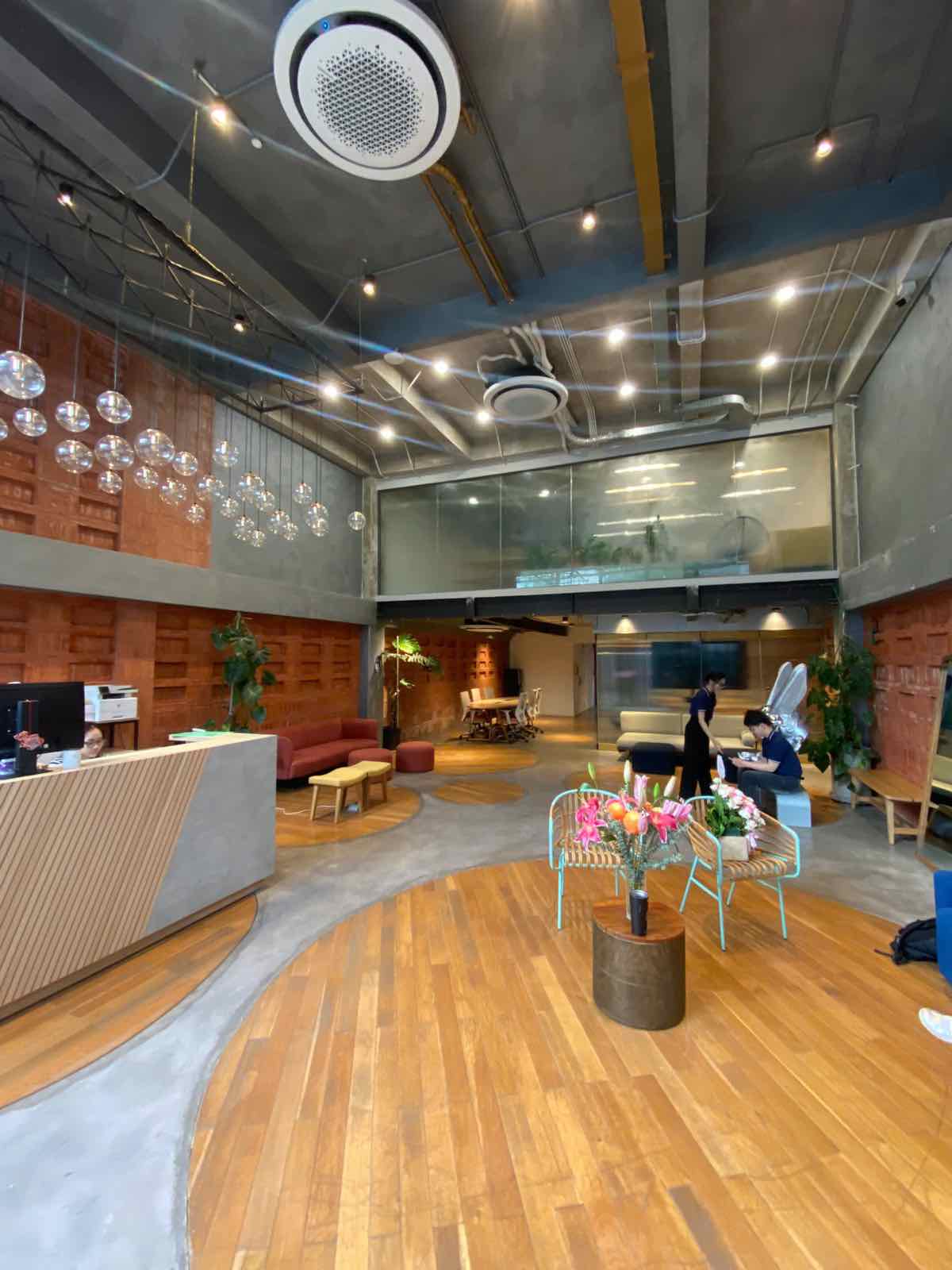 The reception lobby with fresh flowers on GBV ERP project kick-off day
