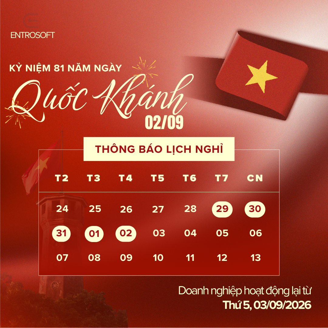 Thông báo lịch nghỉ Lễ Quốc khánh 2026 của ENTROSOFT